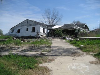 Partially collapsed house