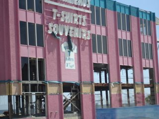 Former souvenir shop with walls missing