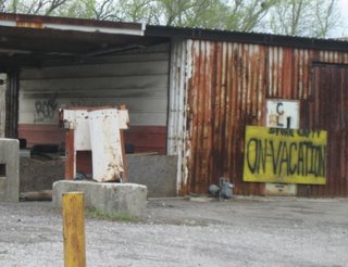 Rusting metal shack